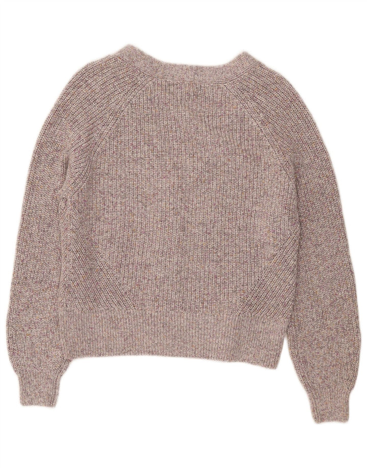 Suéter cardigã feminino MARKS & SPENCER Reino Unido 14 algodão manchado cinza médio