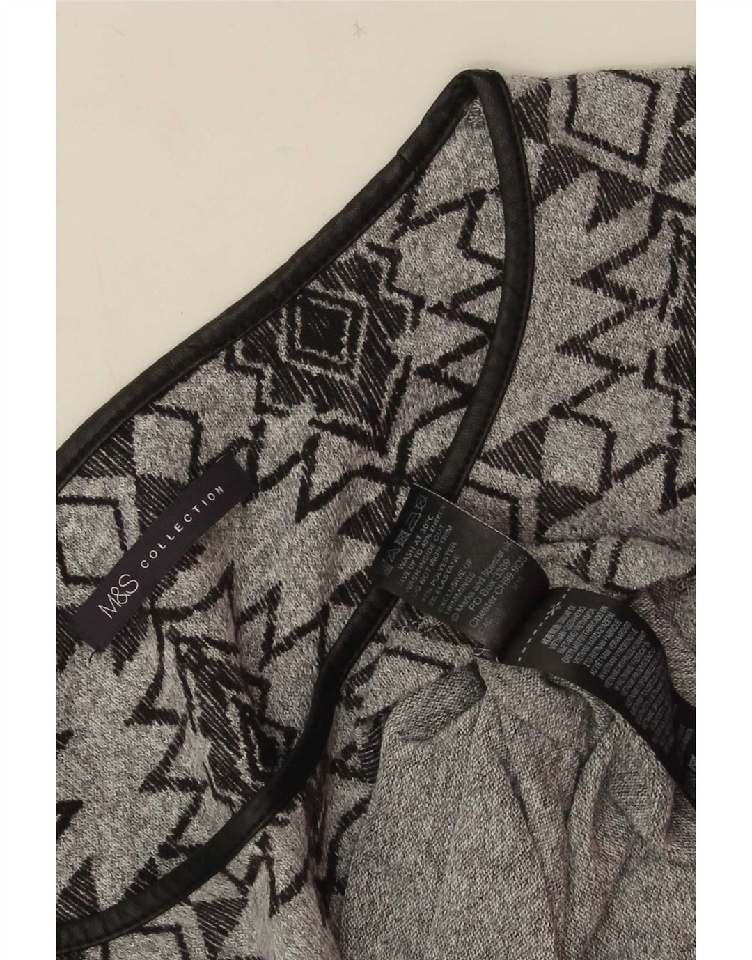 Vestido túnica feminino Marks & Spencer manga 3/4 Reino Unido 12 cinza médio geométrico
