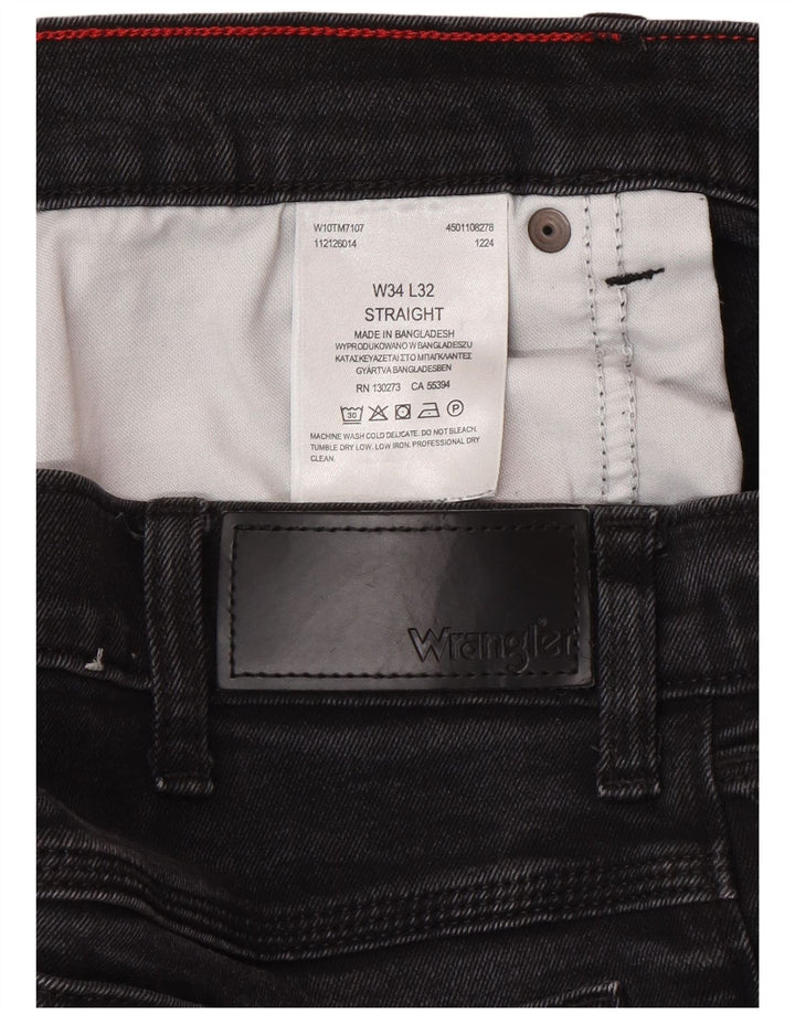 Wrangler Mens Straight Jeans W34 L32 Cinza Algodão