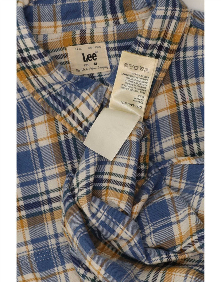 Camisa masculina de flanela Lee algodão xadrez azul médio