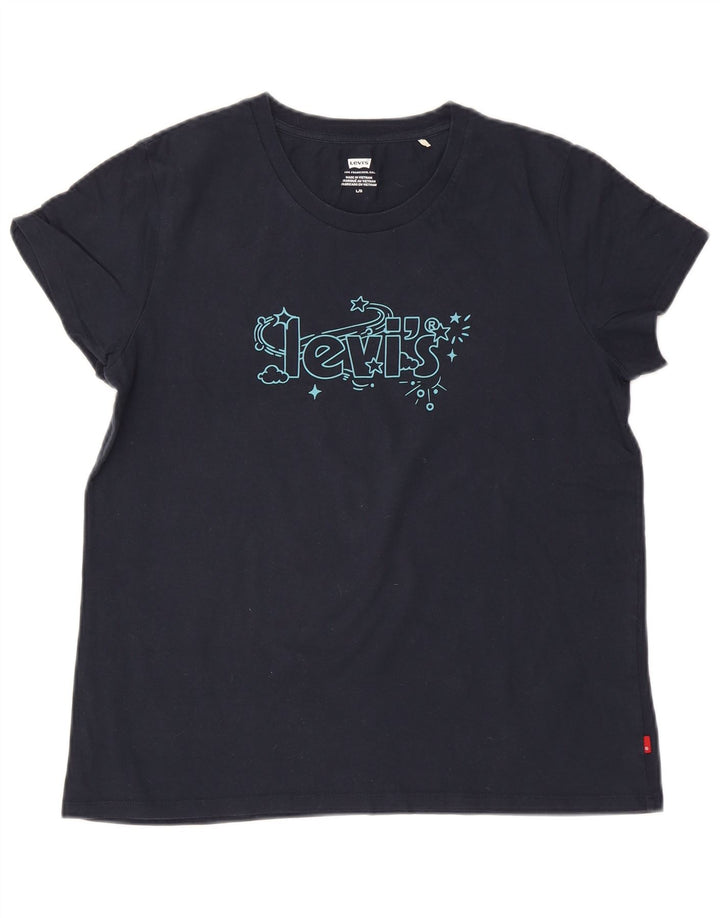 Camiseta feminina gráfica Levi's UK 14 grande azul marinho