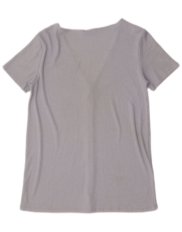 Zara blusa feminina manga curta top UK 16 grande cinza