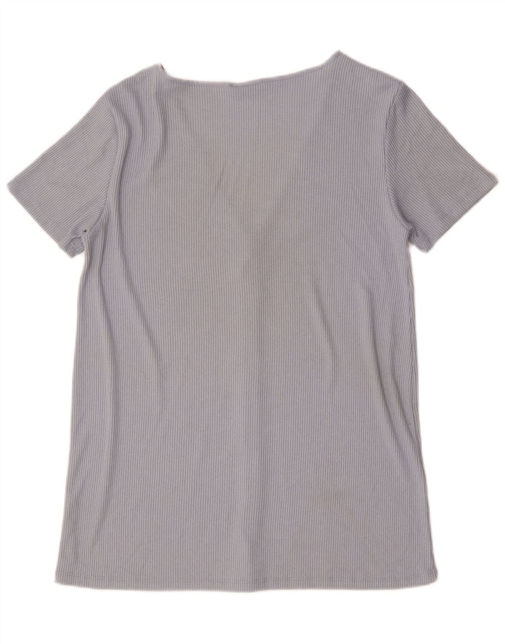 Zara blusa feminina manga curta top UK 16 grande cinza