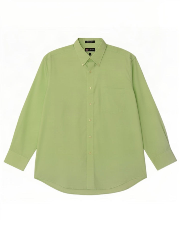 Camisa masculina Chaps Regular Fit tamanho 16 1/2 grande algodão verde