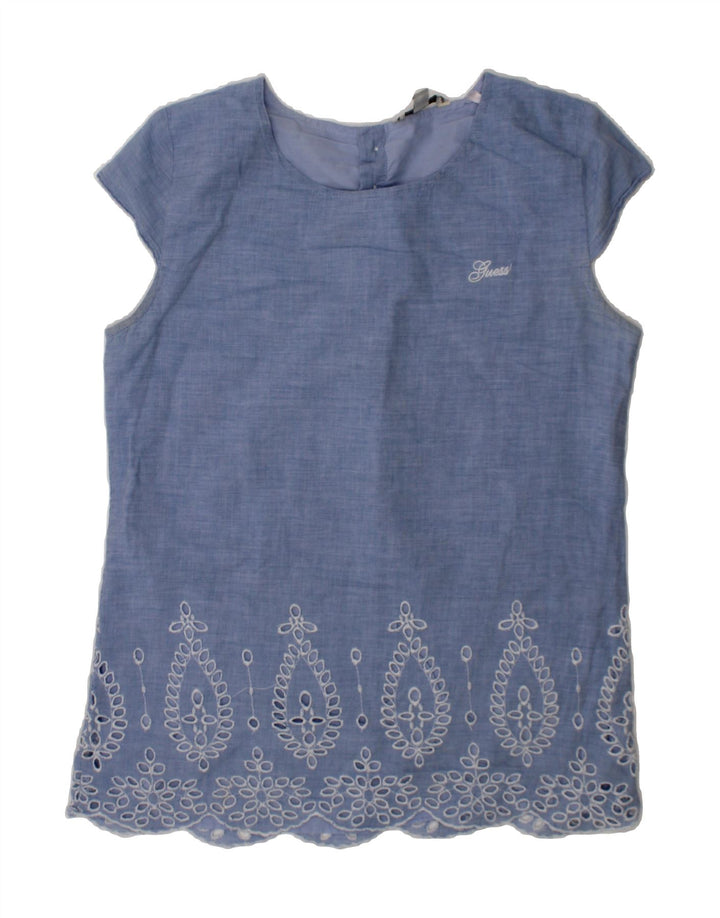 GUESS Girls Blouse Top 11-12 Years Blue Cotton Vintage Guess and Second-Hand Guess from Messina Hembry 