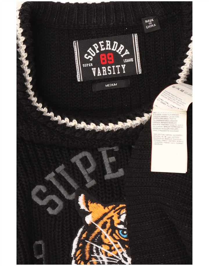 Suéter masculino Superdry com gola redonda e gola redonda médio preto colorblock