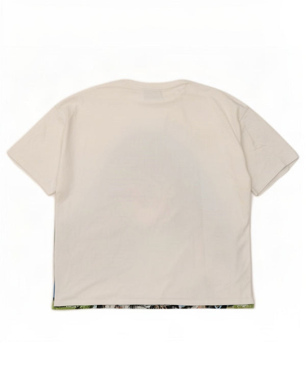 Camiseta feminina Zara Mulan com estampa gráfica UK 16 grande algodão branco
