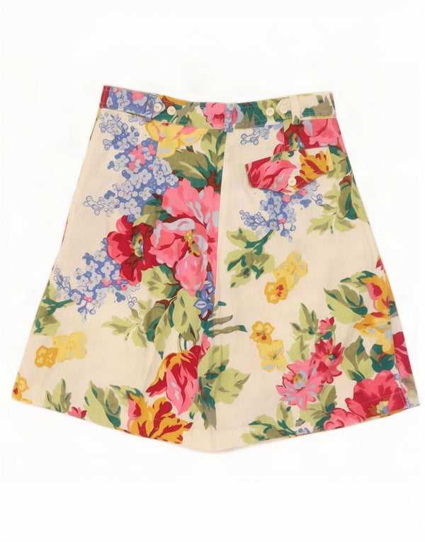 Shorts casuais femininos vintage pegged grande W32 branco floral