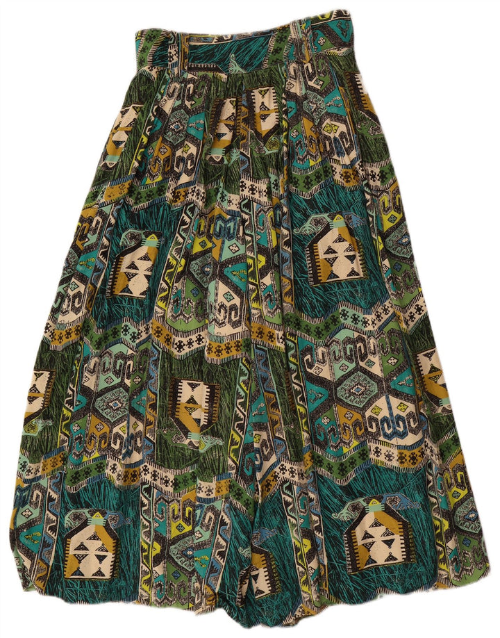 Calça Harém Feminina VINTAGE W28 L22 Viscose Geométrica Verde