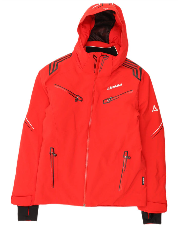 Jaqueta de esqui masculina Schoffel com capuz gráfico UK 36 pequeno bloco colorido vermelho