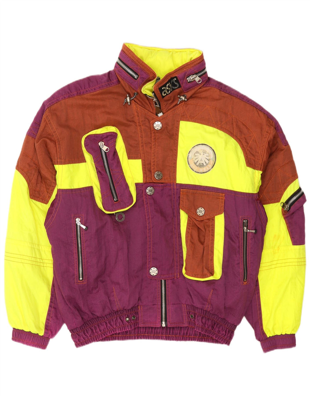 Jaqueta de esqui masculina Asics Graphic com capuz UK 44 2XL Colorblock multicolorido