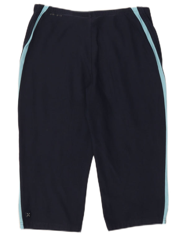 Shorts esportivos femininos Nike Dri Fit UK 10/12 médio azul marinho colorblock