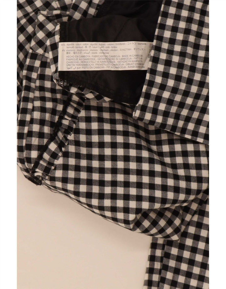 Calça feminina Zara Slim Cropped Médio W28 L26 Preto Gingham Algodão
