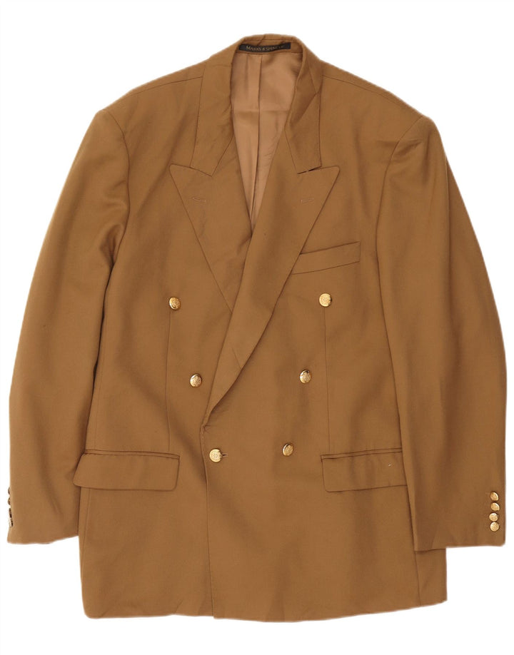 Jaqueta blazer masculina Marks & Spencer com peito duplo Reino Unido 42 lã bege grande