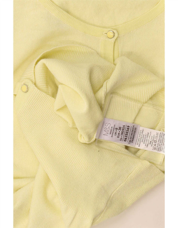 Suéter cardigã feminino Marks & Spencer Reino Unido 8 viscose amarela pequena