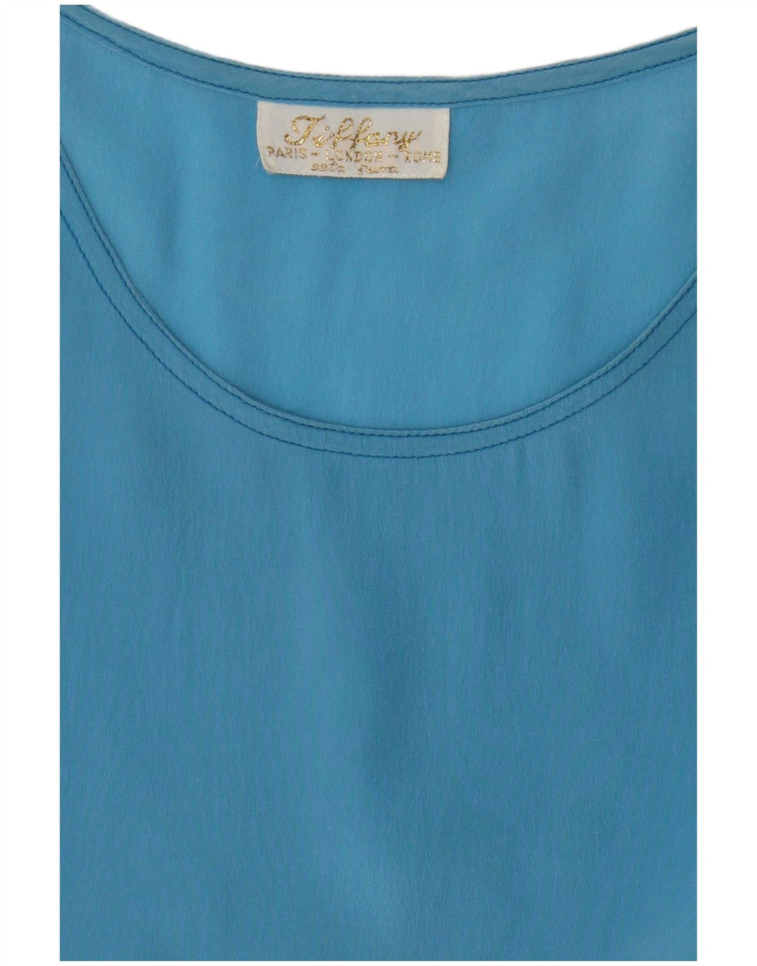 Blusa feminina sem mangas Tiffany Reino Unido 14 seda azul médio