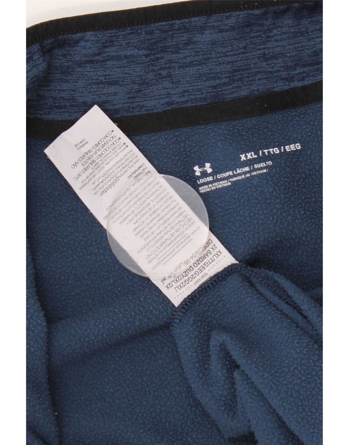 Under Armour Mens Zip Neck Pulôver Treino Top 2XL Azul Salpicado