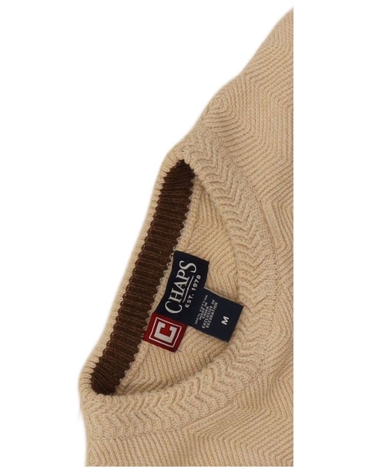 Suéter masculino Chaps com gola redonda e algodão Chevron médio bege
