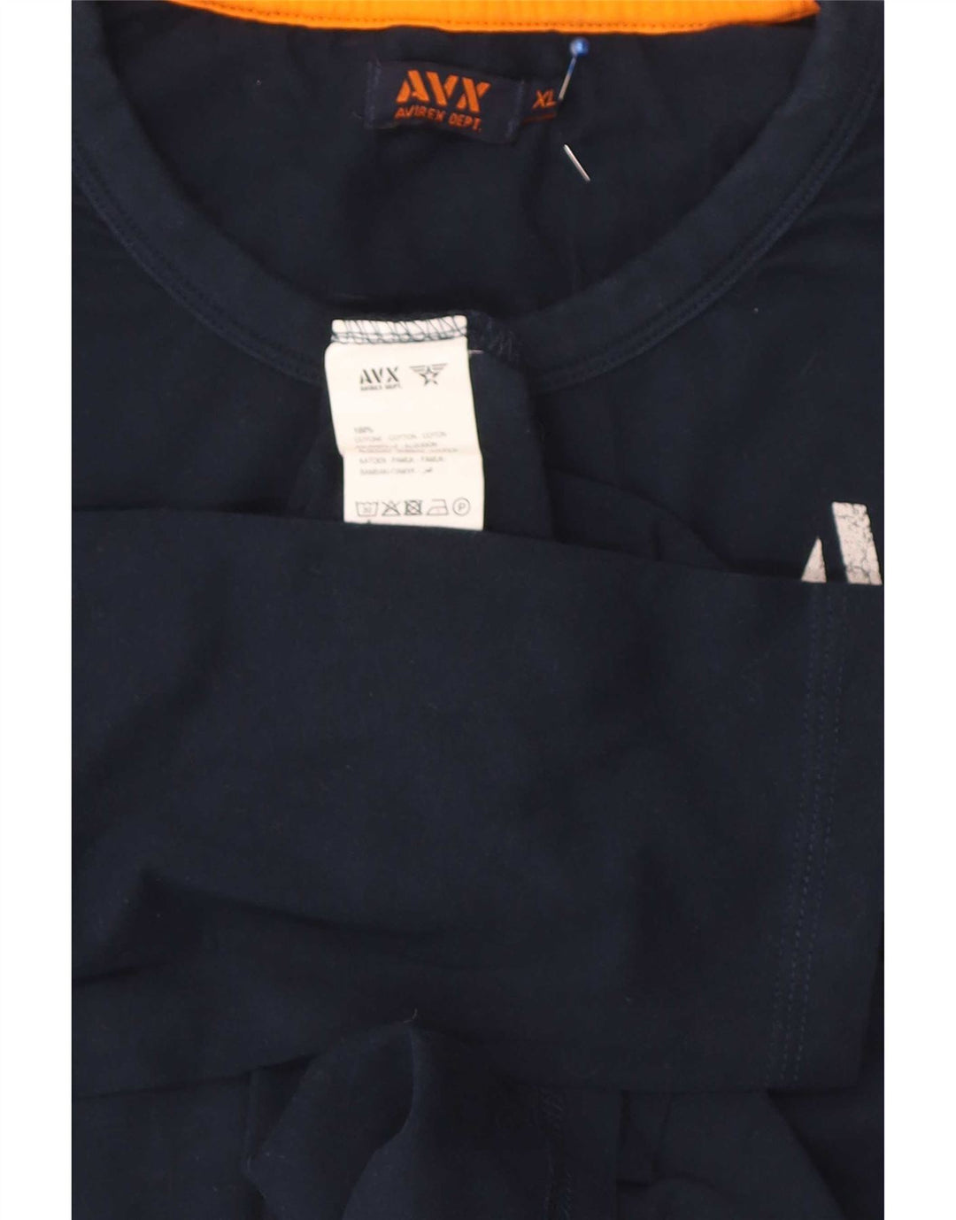 Top gráfico masculino Avirex manga comprida XL azul marinho algodão