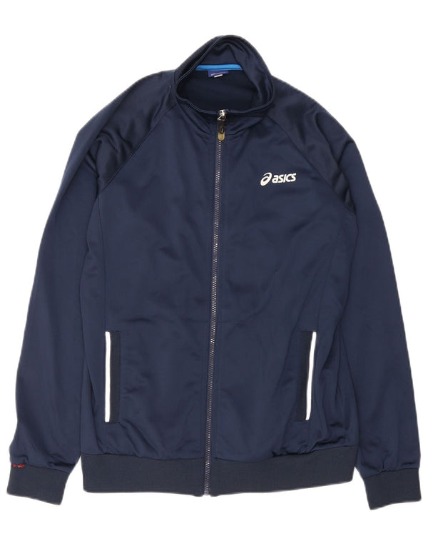 Asics Mens Tracksuit Top Jacket Pequeno Azul Marinho Poliéster