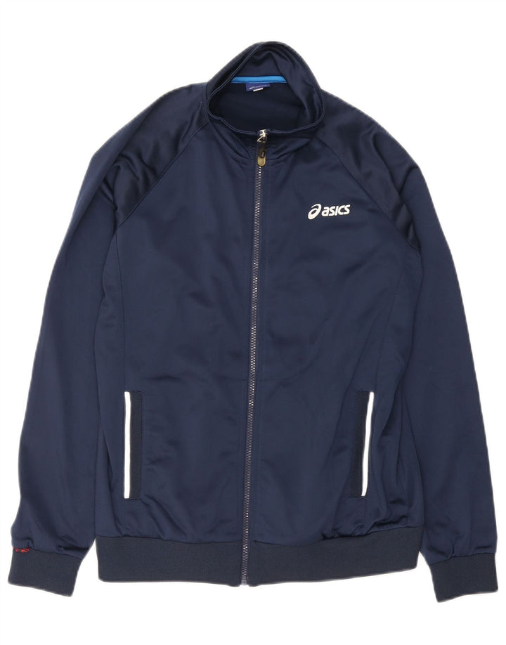 Asics Mens Tracksuit Top Jacket Pequeno Azul Marinho Poliéster