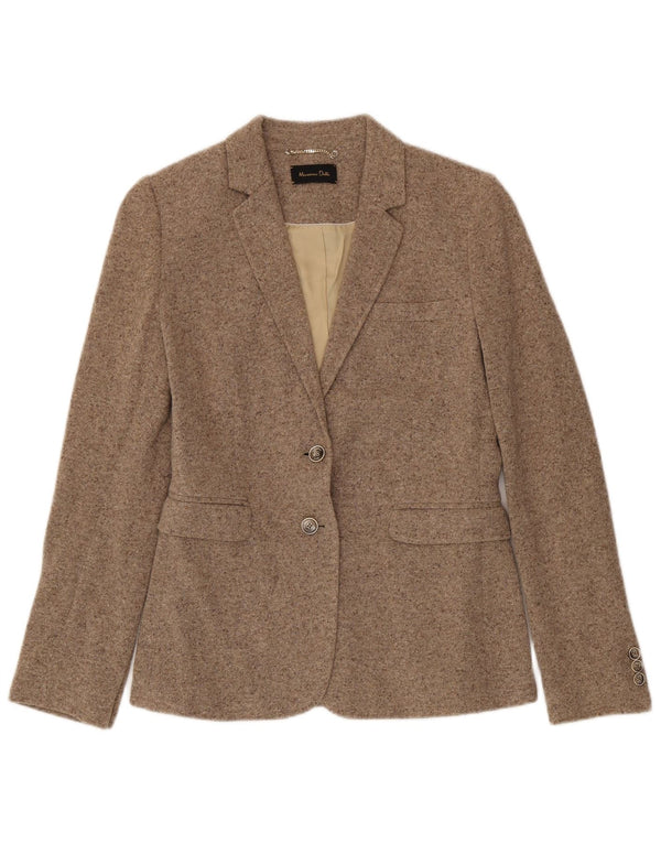 Jaqueta blazer feminina de malha com 2 botões Massimo Dutti UE 40 médio bege manchado