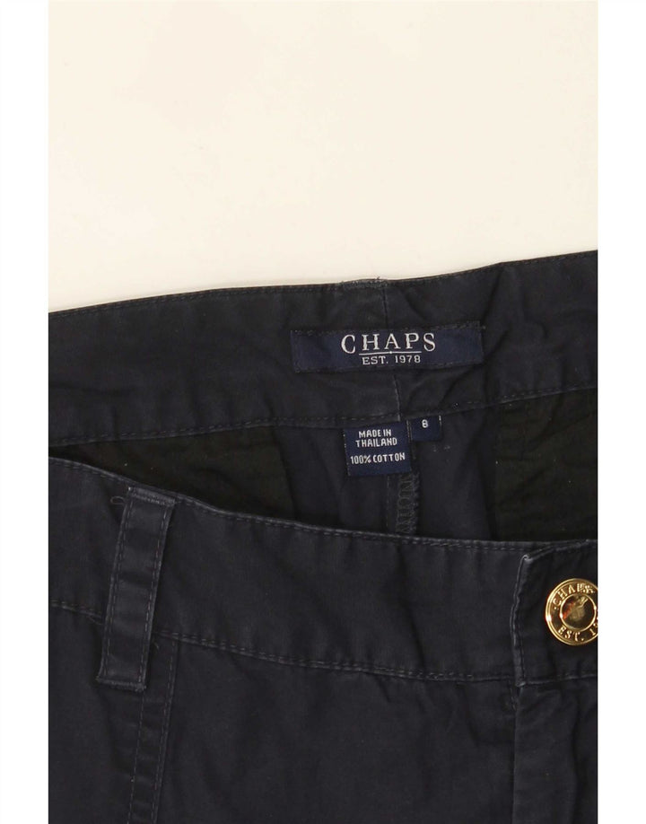 Calça feminina reta Capri Cargo Chaps US 8 médio W32 L21 azul marinho