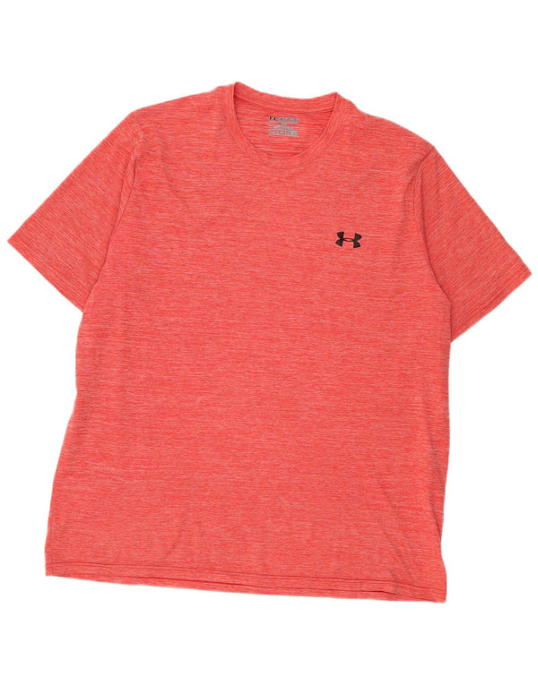 Camiseta masculina Under Armour Heat Gear Top 2XL poliéster manchado vermelho