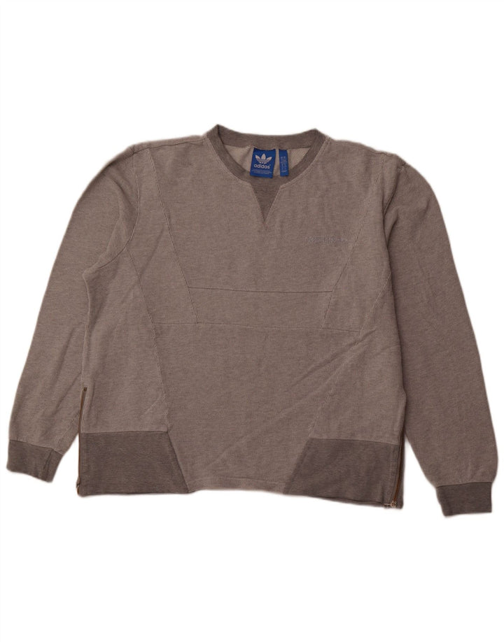 ADIDAS Womens Oversized Sweatshirt Jumper UK 18 XL Cinza Algodão