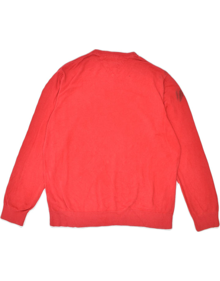 TOMMY HILFIGER Mens V-Neck Jumper Sweater XL Red Cotton Vintage Tommy Hilfiger and Second-Hand Tommy Hilfiger from Messina Hembry 