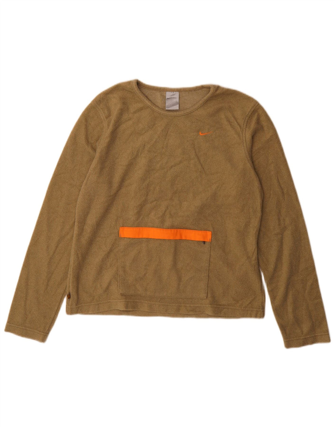 NIKE Womens Fleece Jumper US 12/14 Grande Cáqui Poliéster