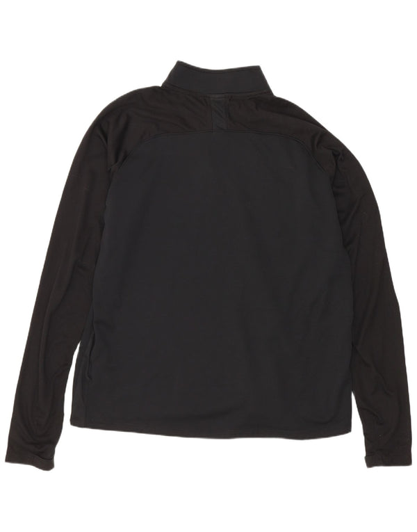 Nike Mens Zip Neck Regular Fit Top Manga Longa Grande Preto Poliéster Esportes