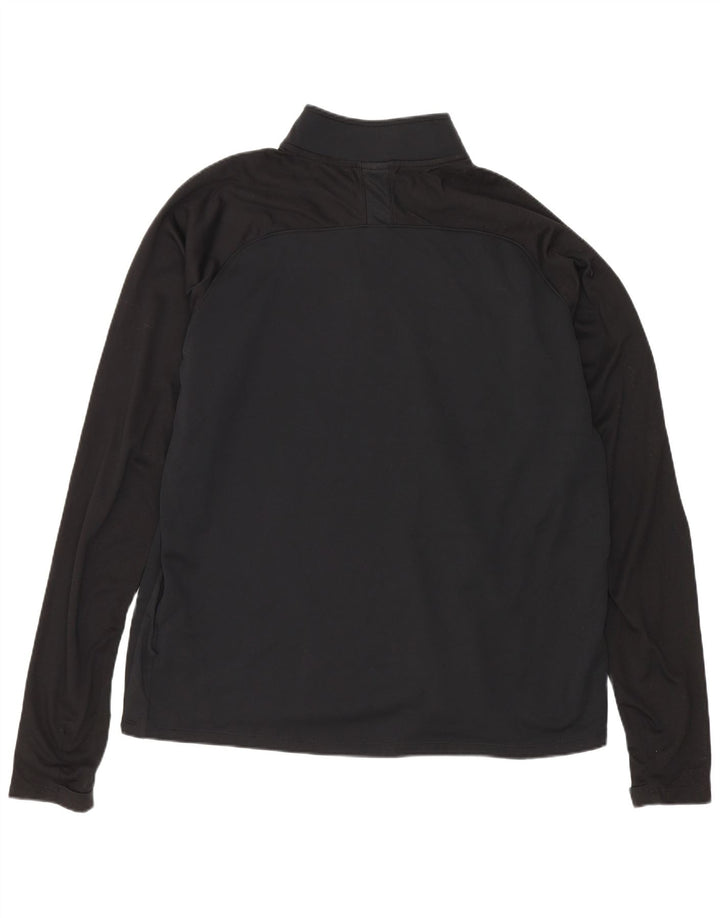 Nike Mens Zip Neck Regular Fit Top Manga Longa Grande Preto Poliéster Esportes