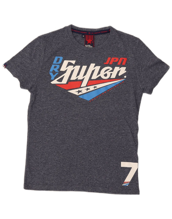 Camiseta gráfica masculina Superdry Top médio algodão manchado azul marinho