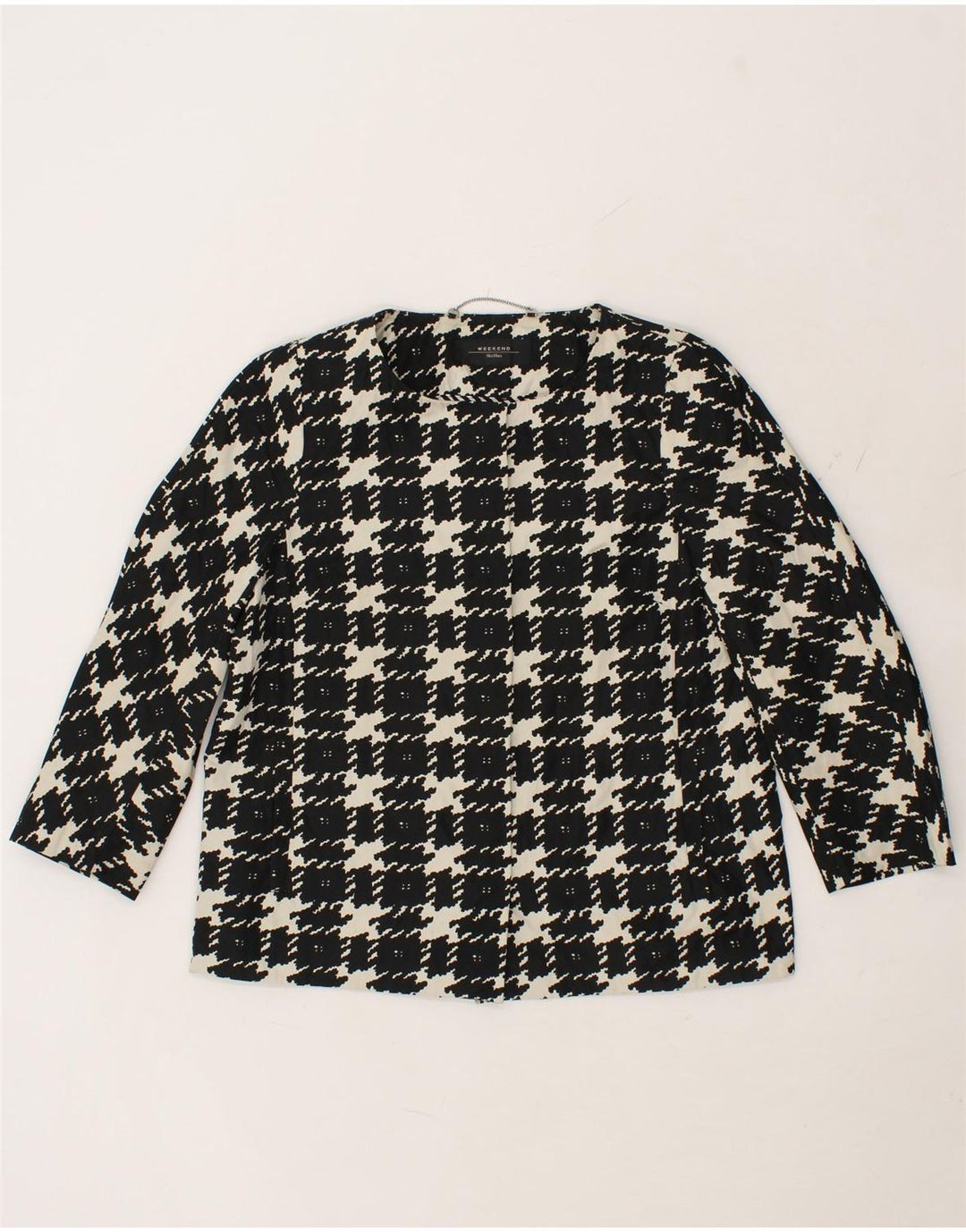 Jaqueta blazer feminina MAX MARA UK 12 poliéster xadrez preto médio