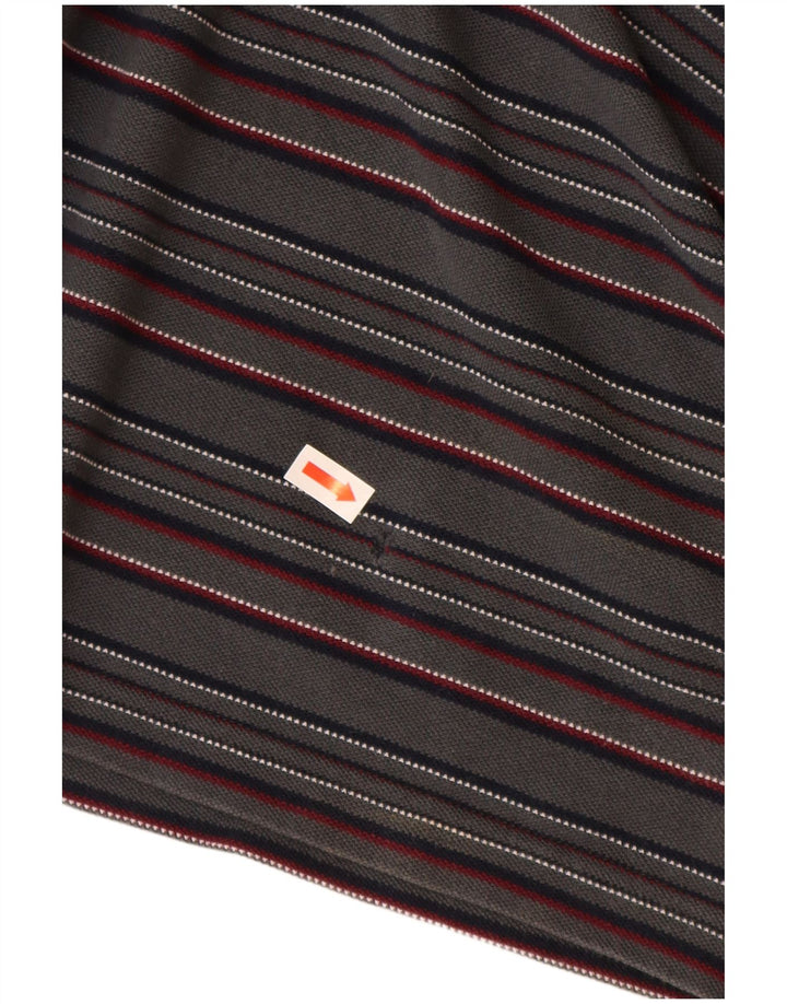 Camisa polo masculina de manga comprida FRED PERRY algodão listrado cinza médio