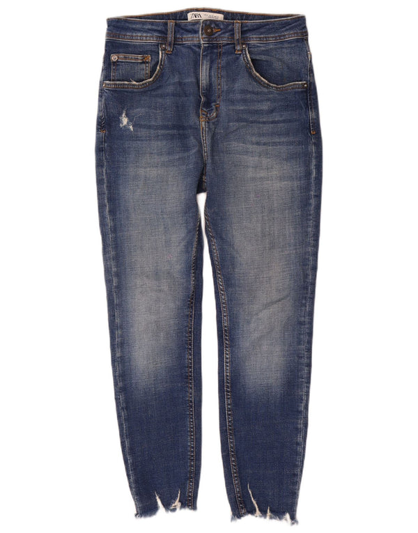 Zara Mens Distressed Slim Jeans EU 38 Pequeno W30 L26 Azul Algodão