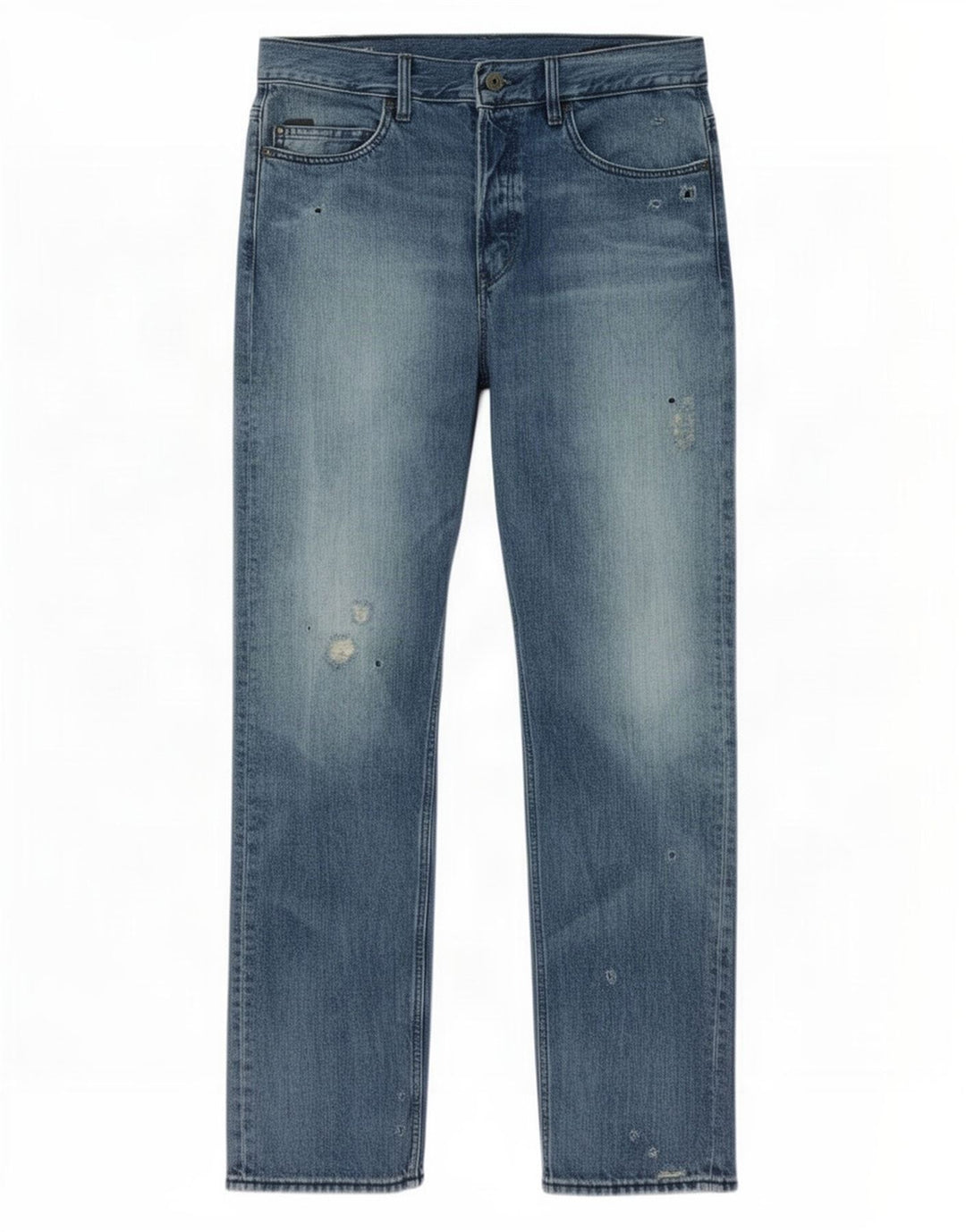 Calça jeans reta masculina G-Star desgastada W32 L32 algodão azul
