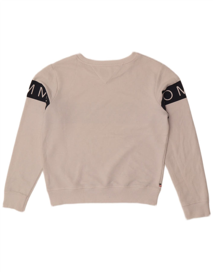 Tommy Hilfiger moletom feminino jumper UK 14 médio branco colorblock