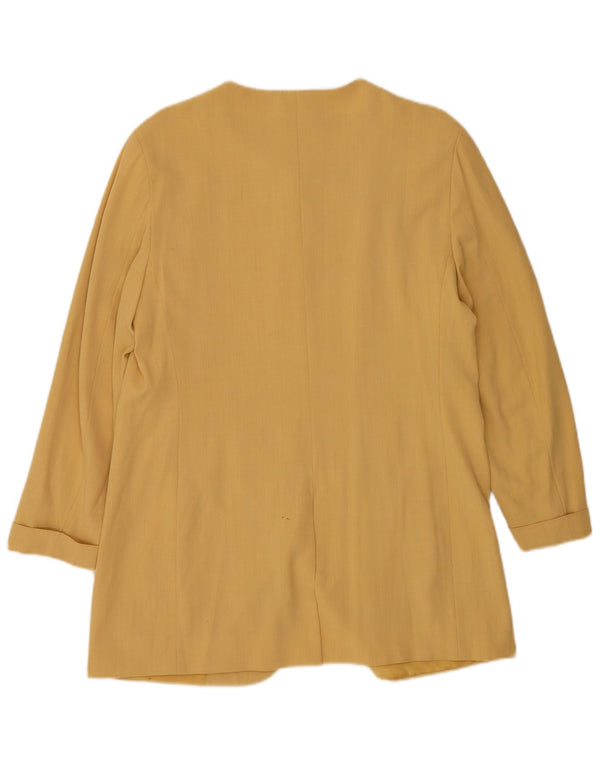 Jaqueta blazer feminina Max Mara Longline 1 botão Reino Unido 16 grande amarelo