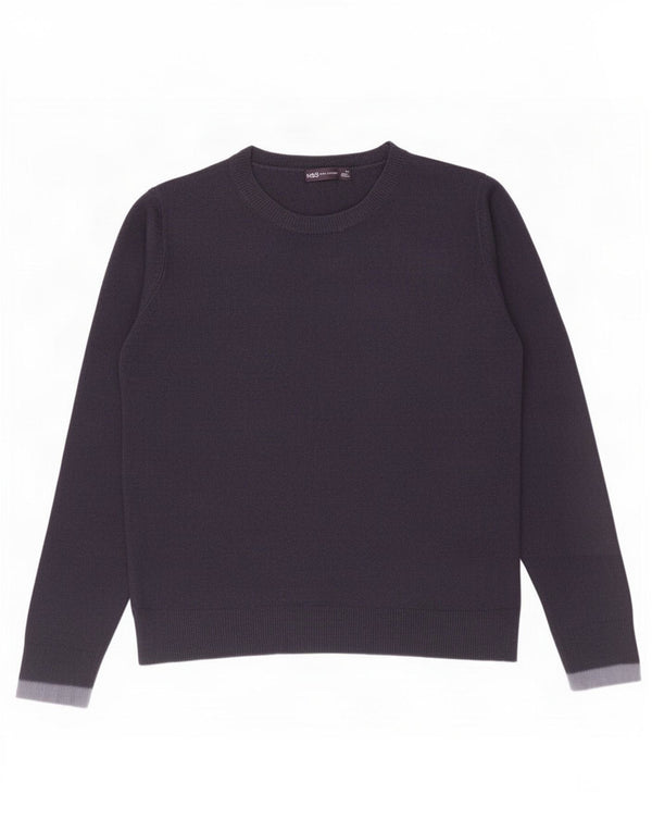 Suéter feminino Marks & Spencer com gola redonda Reino Unido 12 médio azul marinho