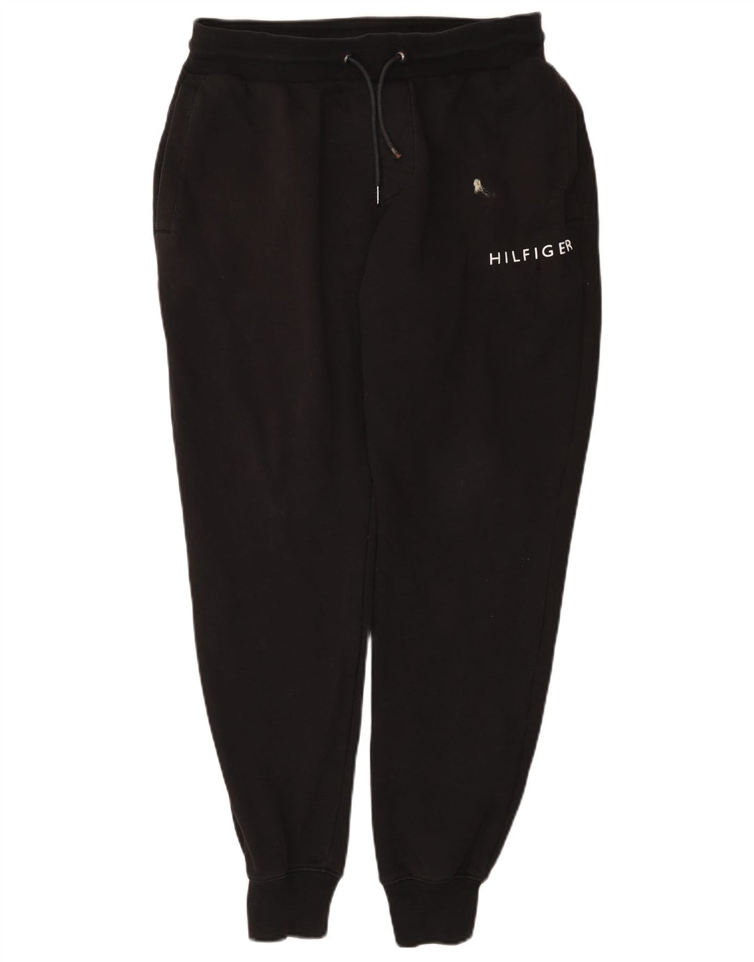 Calça esportiva masculina Tommy Hilfiger com estampa gráfica, joggers de algodão preto médio
