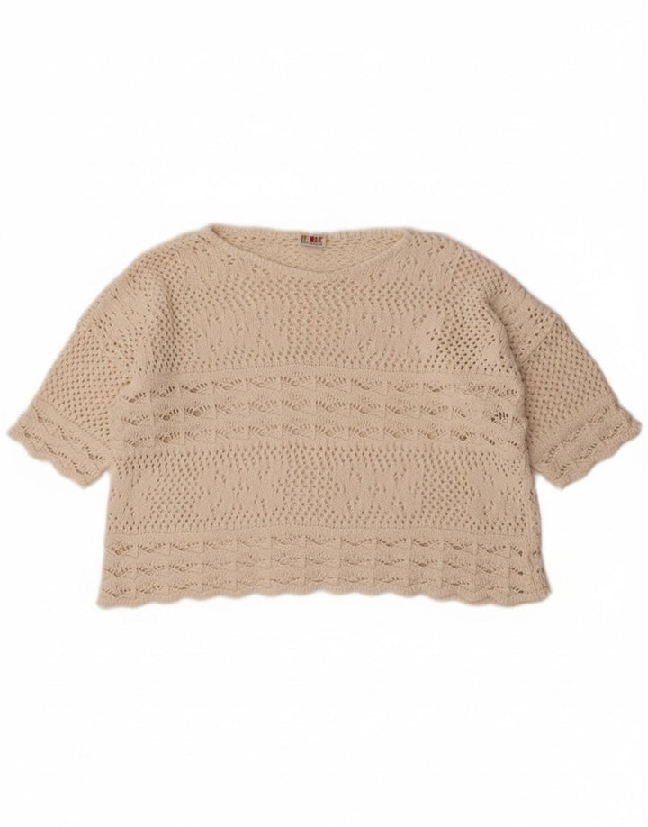 Suéter feminino Redok com gola canoa e gola redonda, tamanho médio, off white