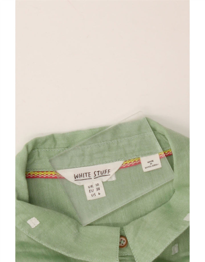 Camisa feminina WHITE STUFF UK 10 pequena verde manchada