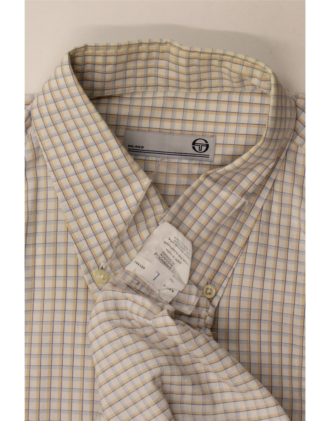 Camisa masculina Sergio Tacchini grande algodão guingão bege