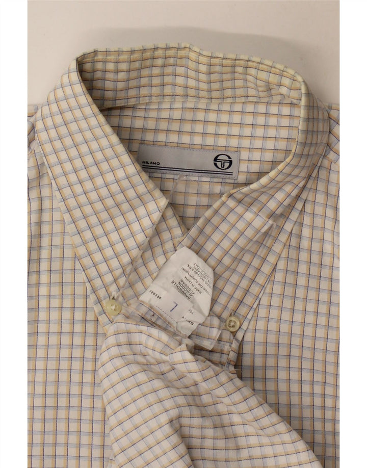 Camisa masculina Sergio Tacchini grande algodão guingão bege