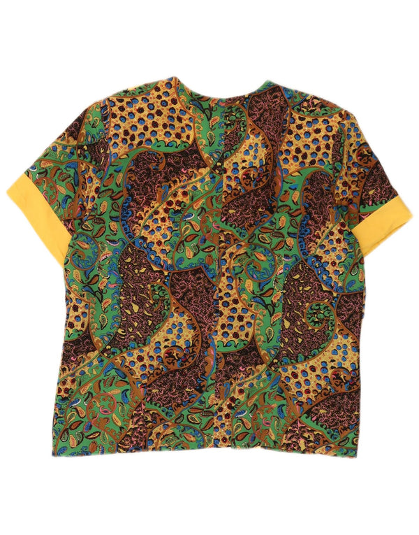 Jaqueta blazer feminina VINTAGE de manga curta UK 14 grande multicolorida