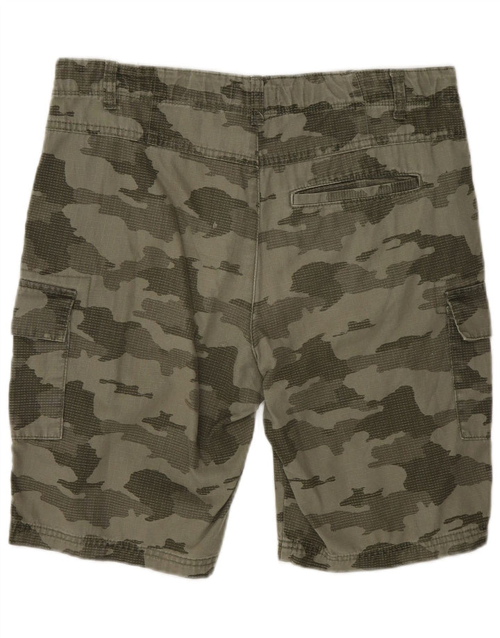 Shorts cargo masculinos BENETTON 13-14 anos 3XL W30 algodão camuflado cáqui