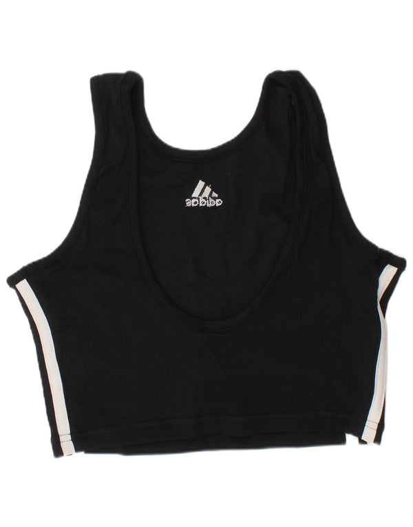 Adidas Womens Sport Bra Top UK 8/10 Pequeno Preto Listrado Algodão Esportes