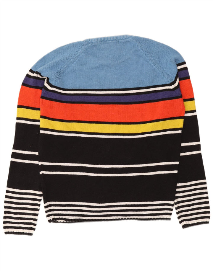 Zara Suéter masculino com gola redonda, grande listrado multicolorido